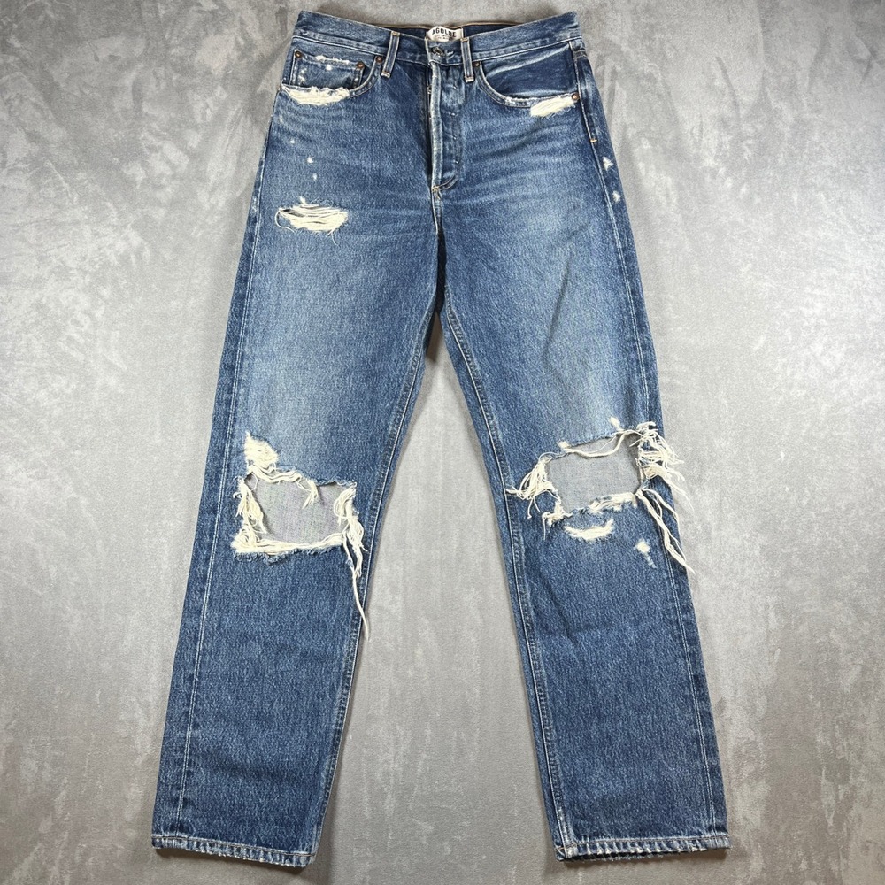 AGOLDE 90s Pinch Waist High Rise Straight Leg Distressed Jeans 26 A069F-811